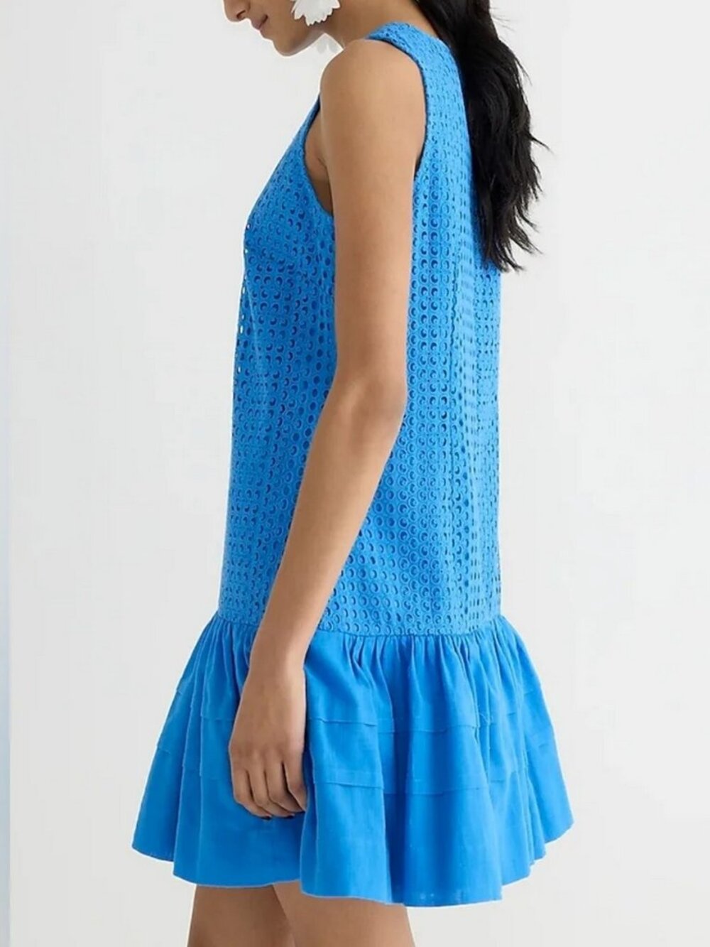 J. Crew Pleated Hem Eyelet Shift Dress
